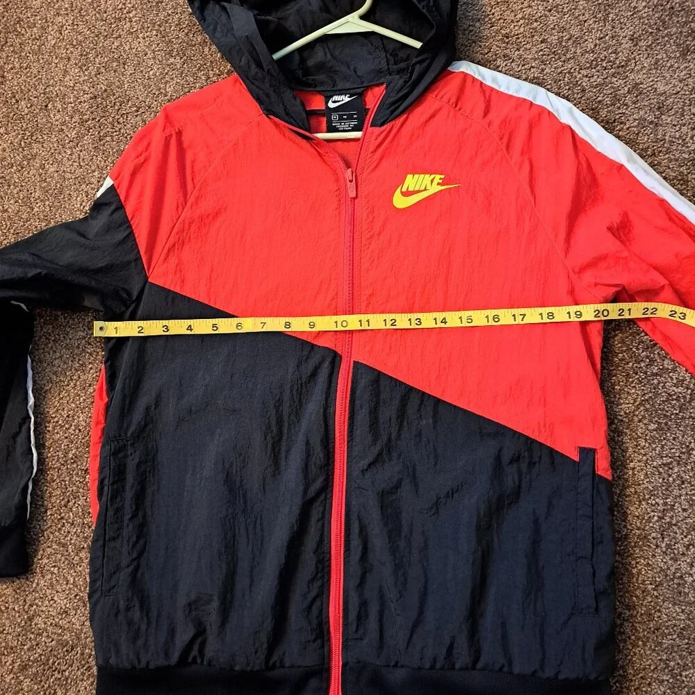Nike Core Amplify Windrunner Windbreaker in red,white,&black W/ neon yellow logo - Picture 6 of 10